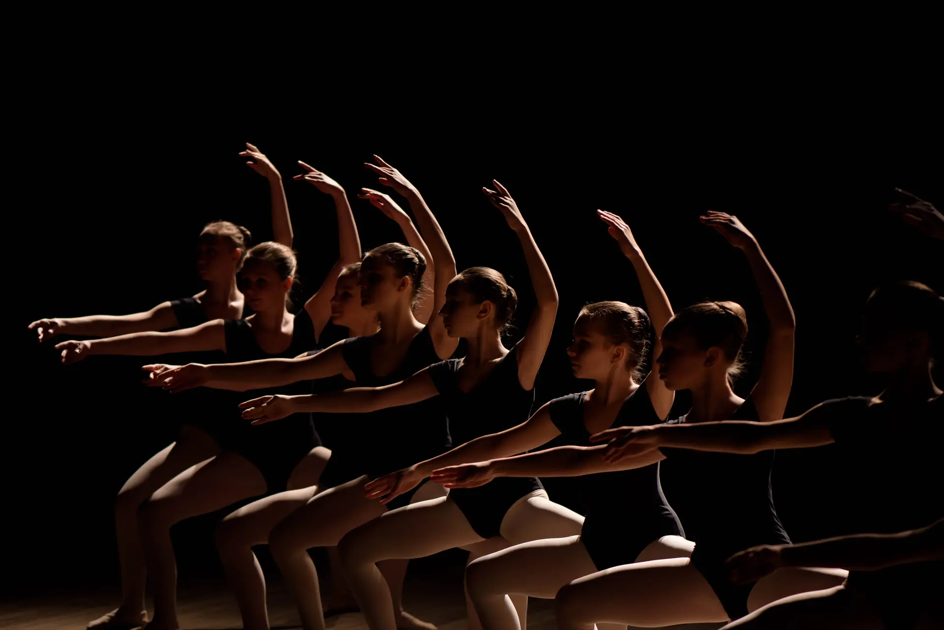 Young ballet dancers learning a ballet method